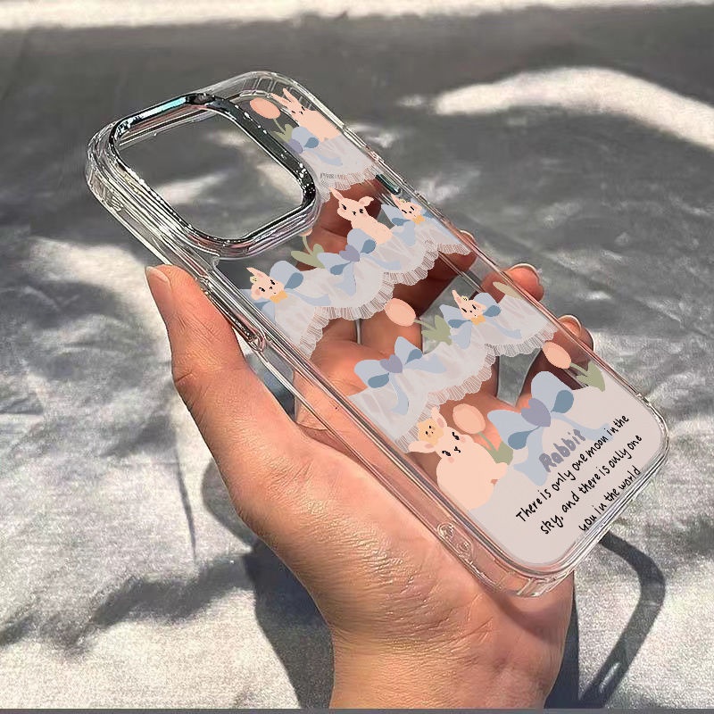 ✅Ốp Điện Thoại Mềm Chống Sốc Họa Tiết Thỏ Và Hoa Đơn Giản Cho Iphone 14pro 13 127Max 118 xs 6G6F