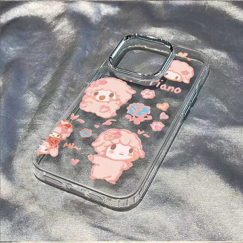 ✅Ốp Điện Thoại Dẻo Màu Hồng Họa Tiết Chú Cừu Dễ Thương Chống Sốc Cho Iphone12 138 14Promax 7 / 11plus S2WE