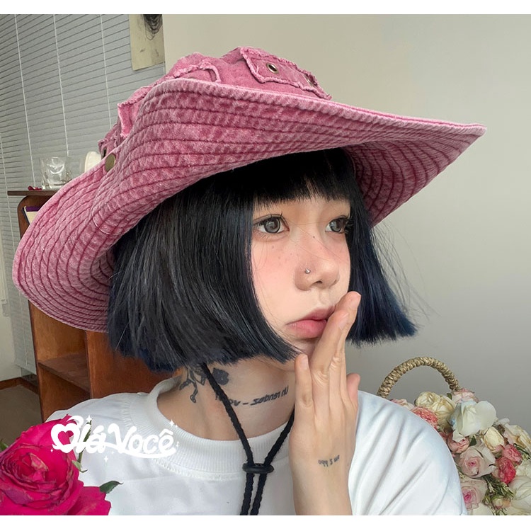 Nón Tai Bèo Vành Rộng Vải Cotton Chống Nắng Kiểu Mỹ Dễ Thương Cho Nữ