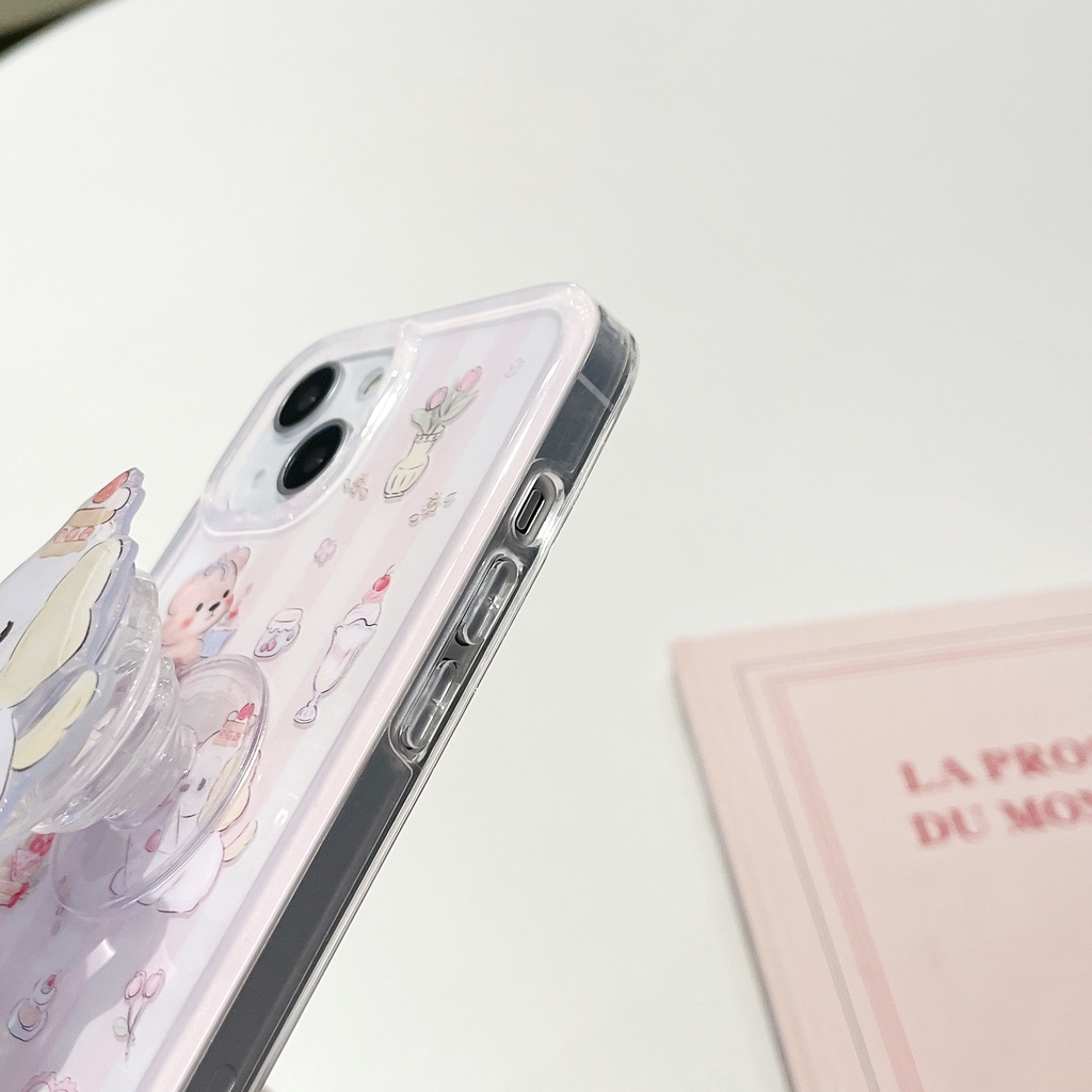 Ốp Điện Thoại Silicon tpu Mềm Trong Suốt Họa Tiết Thỏ Hoạt Hình Dễ Thương Cho iPhone 14 13 12 11 PRO MAX Đứng