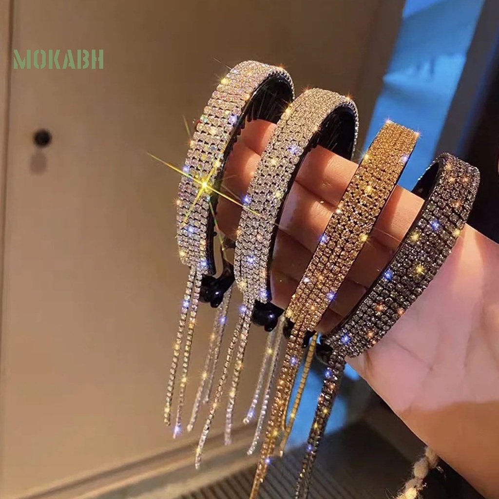[Mok Abh] Kẹp Tóc Đuôi Ngựa Đính Kim Cương Giả Lấp Lánh Chống Trượt Phong Cách Hàn Quốc