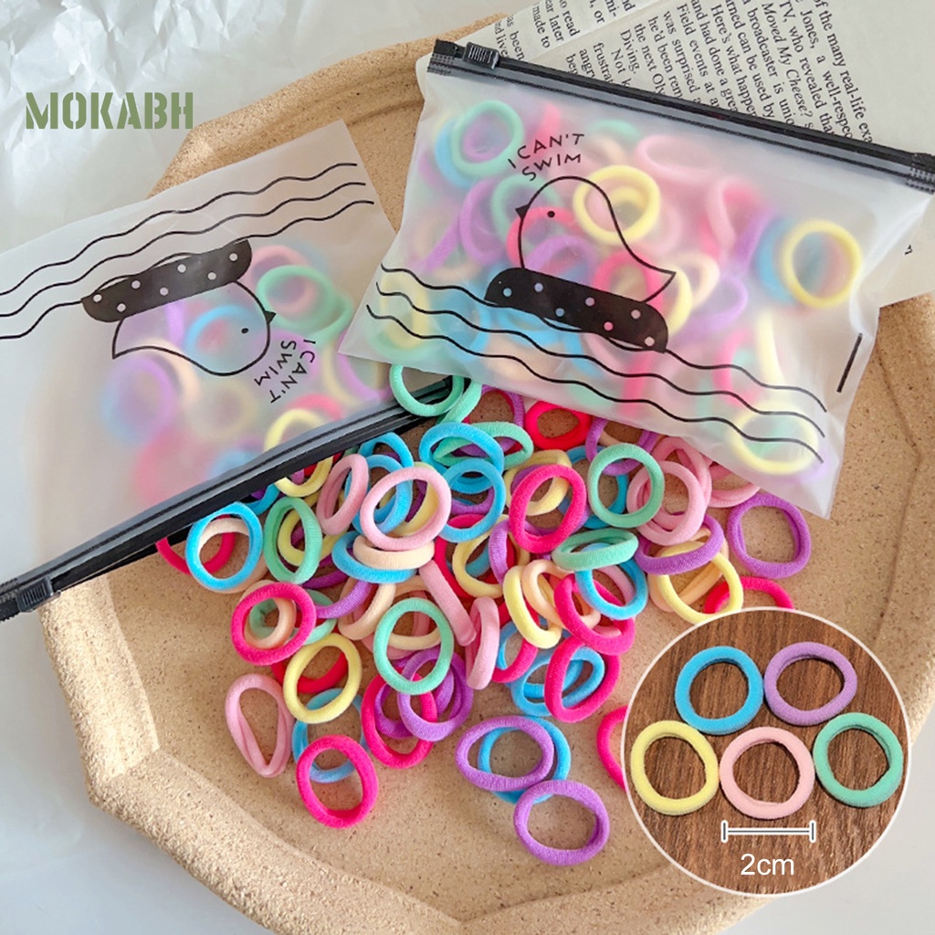 Bộ 100 Dây Cột Tóc Co Giãn Chống Rơi Màu Sắc Ngọt Ngào Xinh Xắn Cho Bé Gái