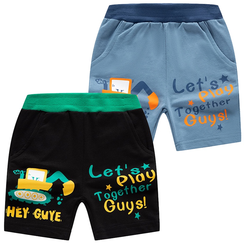Quần Short Cotton Lưng Vừa In Họa Tiết Xe Công Trường Hoạt Hình Thời Trang Mùa Hè 2023 Cho Bé Trai