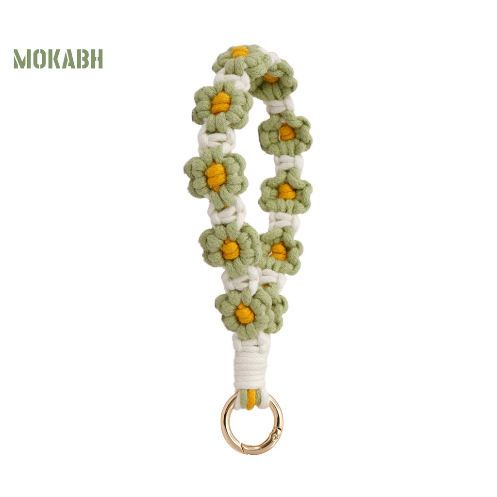 [Mok Abh] Móc Khóa / Vòng Đeo Tay / Móc Khóa Bằng Vải Dệt Thủ Công Mềm Mại Họa Tiết Hoa Phong Cách Bohemian