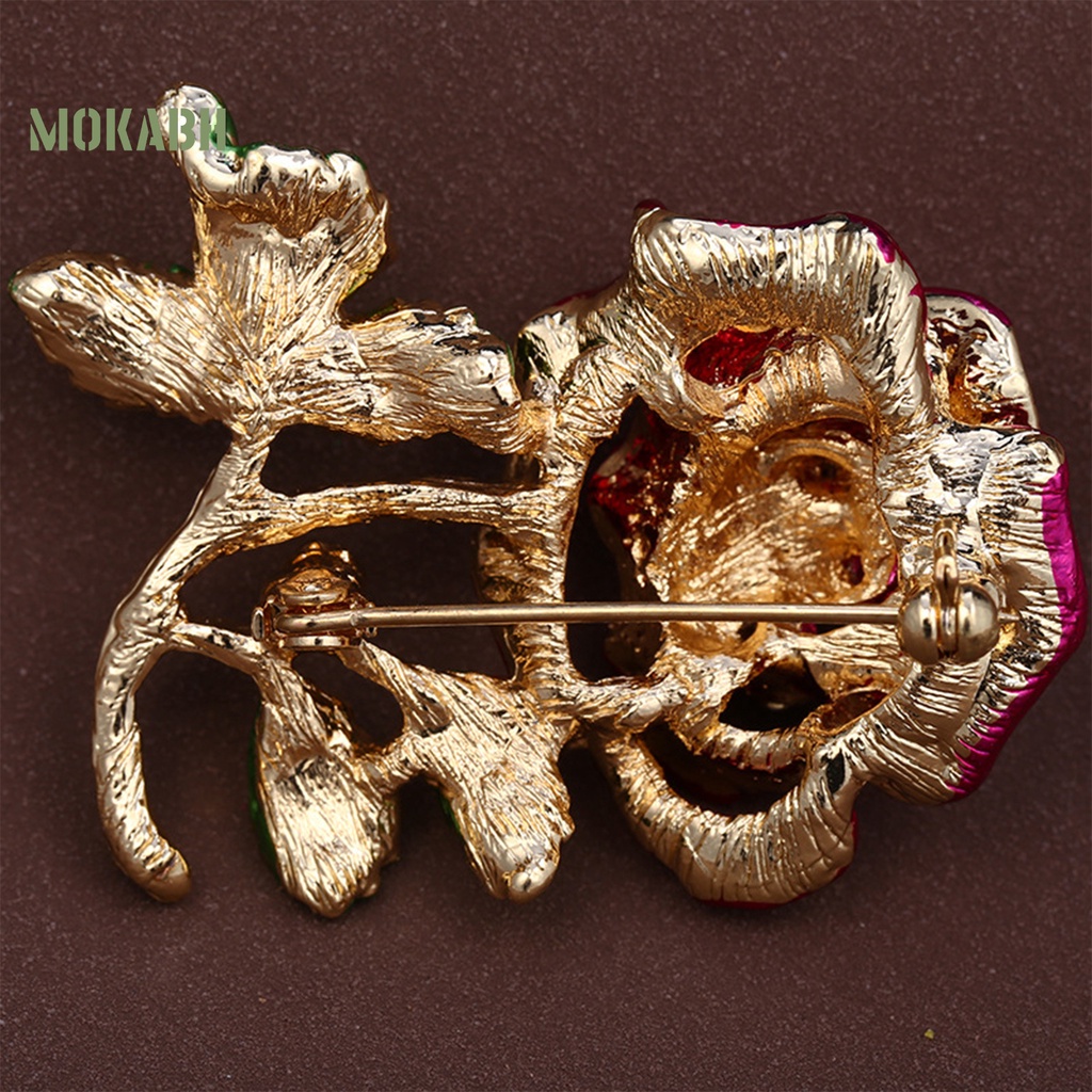 Ghim Cài Áo Hình Hoa Hồng Đính Đá Phong Cách Vintage Thời Trang Cho Nữ