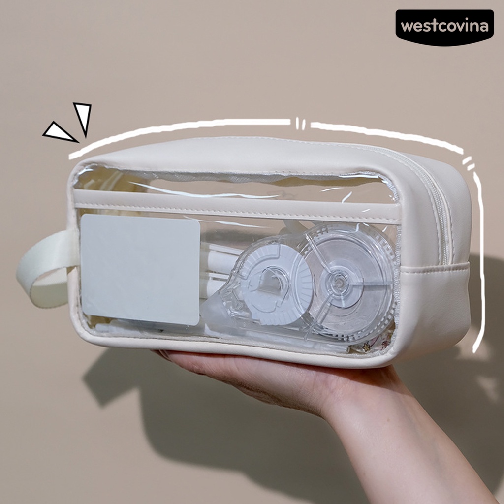 [WSTN]✎Túi Đựng Bút Chì Sức Chứa Lớn Trong Suốt Chống Thấm Nước Có Tay Cầm Tiện Dụng