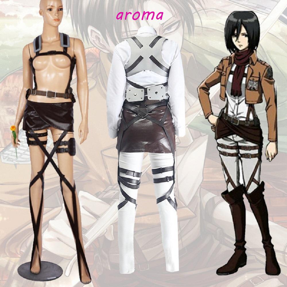 Bộ Trang Phục Hóa Trang Shingeki No Kyojin Bằng Da Có Khăn Choàng Cho Người Lớn