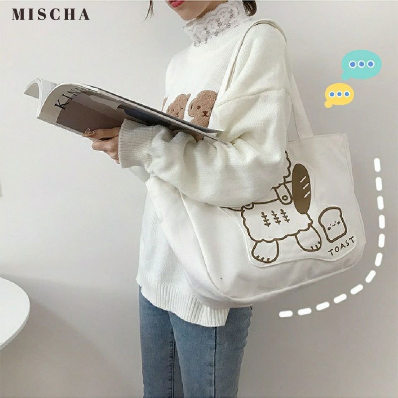 Túi Xách canvas Ngăn Chứa Rộng Thời Trang Hàn Quốc Cho Nữ