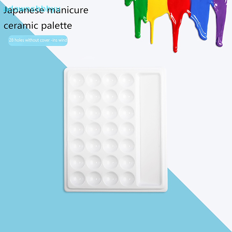 Khay Đựng Màu Nước Vẽ Móng Nghệ Thuật Bằng Gốm Sứ Kèm Nắp Nhựa