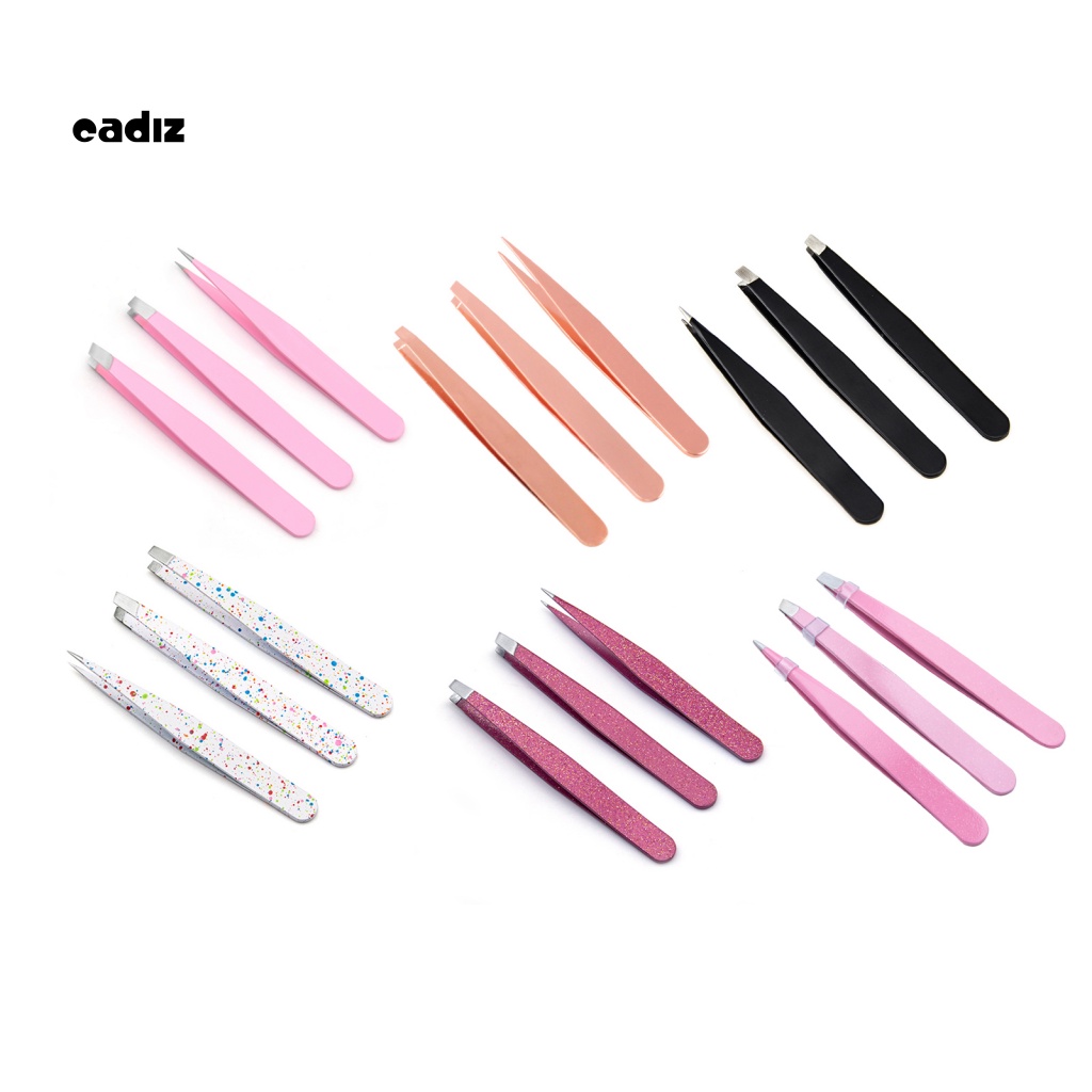 Bộ 3 Nhíp Tỉa Lông Mày / Lông Mi Giả Bằng Thép Không Gỉ Đa Năng Tiện Dụng