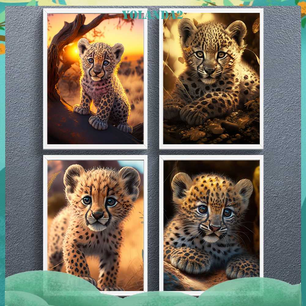 Bộ Tranh Đính Đá 5D Họa Tiết Cheetah Độc Đáo DIY Dùng Trang Trí Nhà Cửa