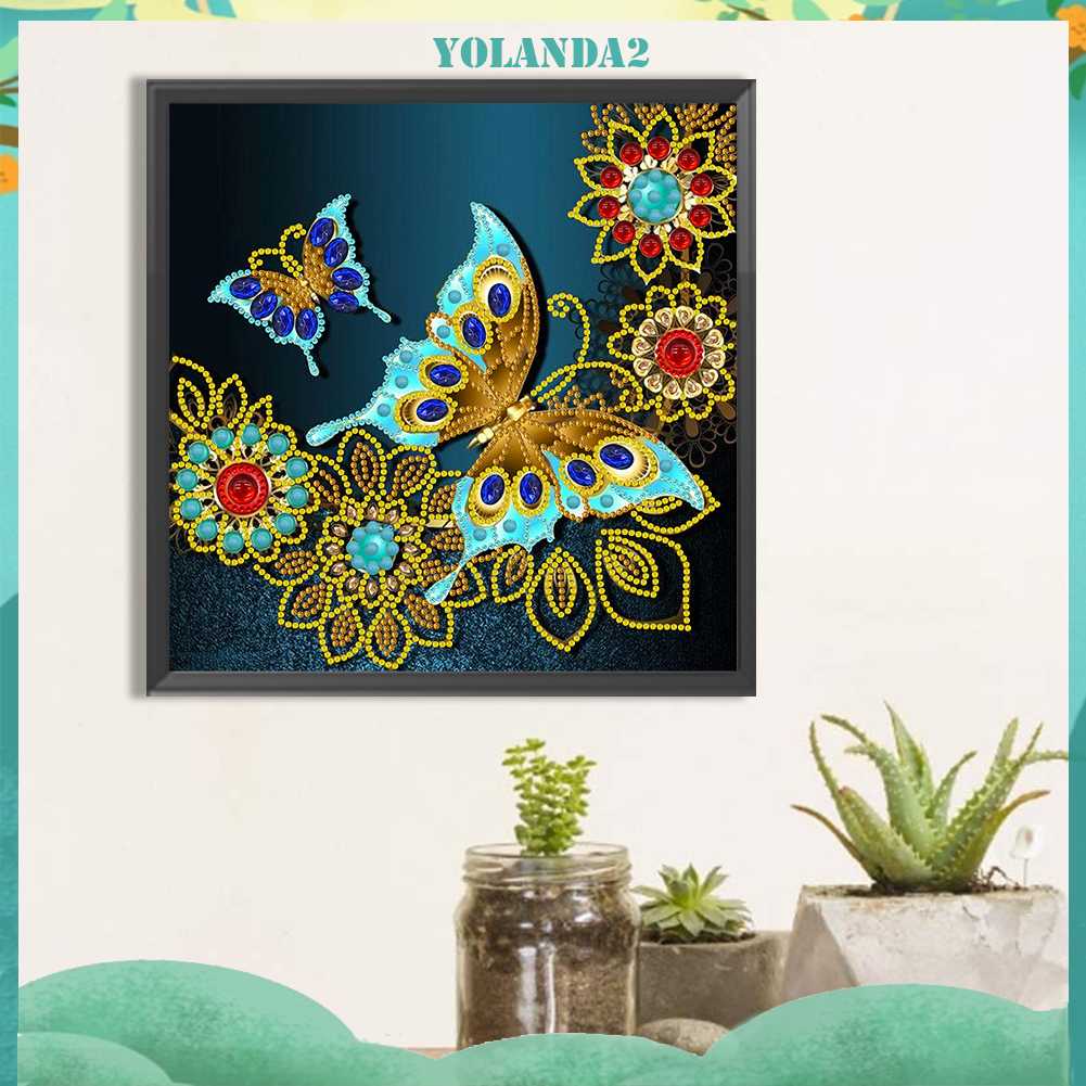 Tranh Đính Đá Hình Cánh Bướm 5D Nghệ Thuật Tự Làm Thủ Công Treo Trang Trí Nội Thất