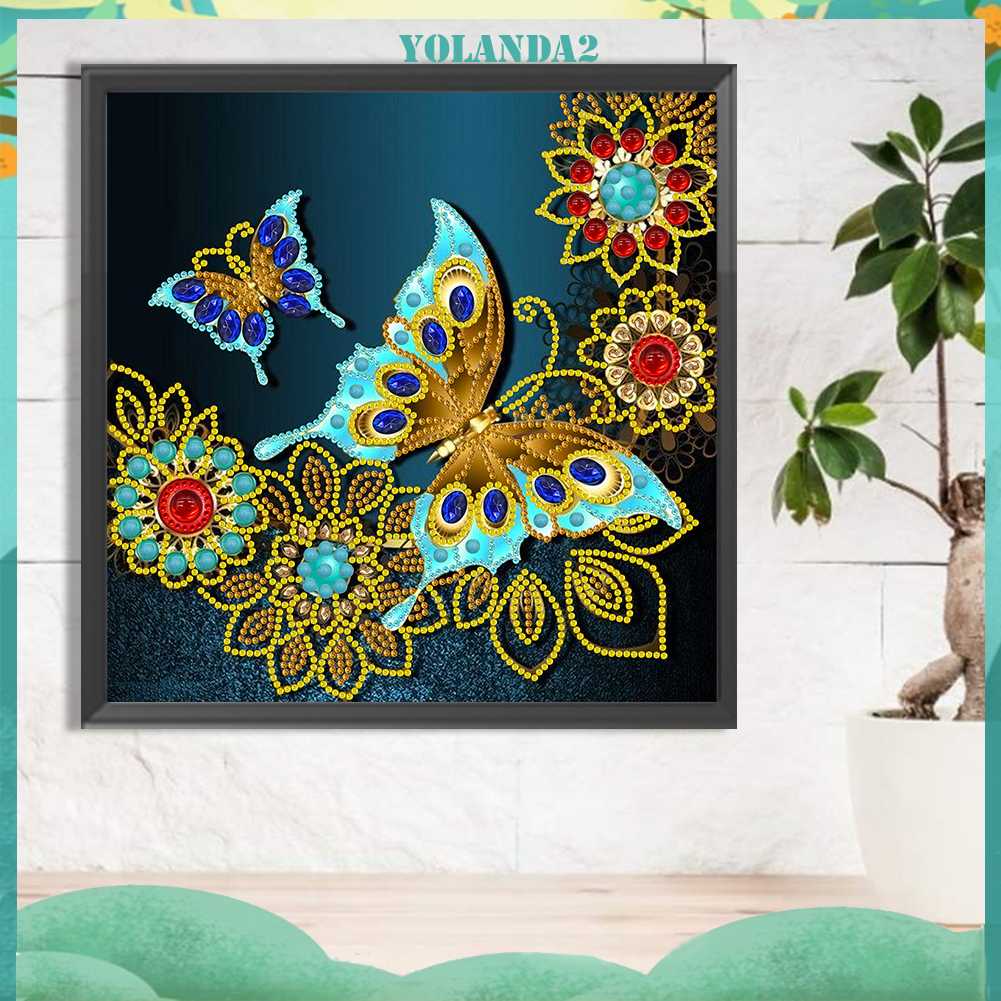 Tranh Đính Đá Hình Cánh Bướm 5D Nghệ Thuật Tự Làm Thủ Công Treo Trang Trí Nội Thất