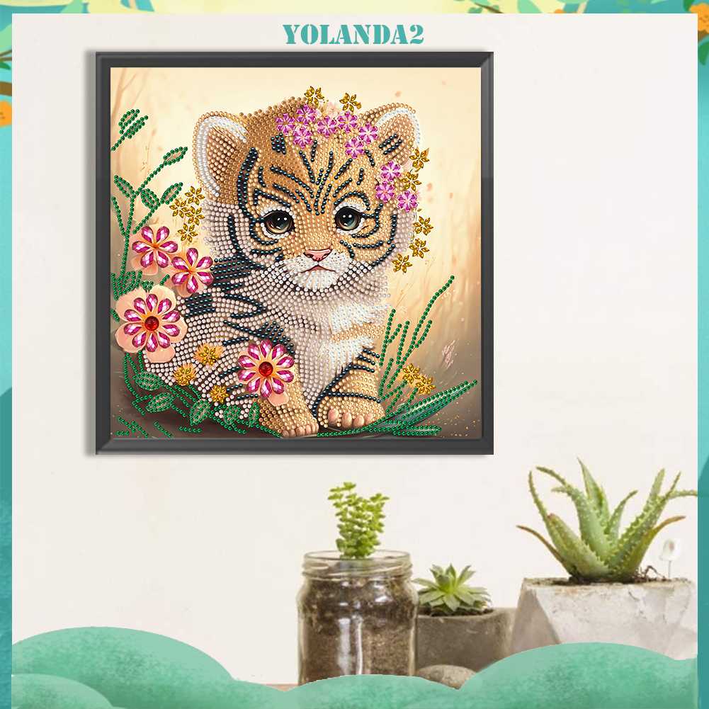 Tranh Đính Đá Hình Chú Hổ 5D Nghệ Thuật Tự Làm Thủ Công Treo Trang Trí Nội Thất