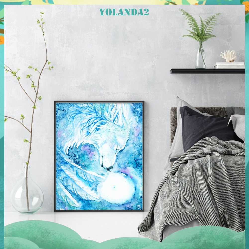 Tranh Đính Đá Kim Cương Toàn Bộ 5D DIY Hình Vẽ Sói Trang Trí Nhà Cửa