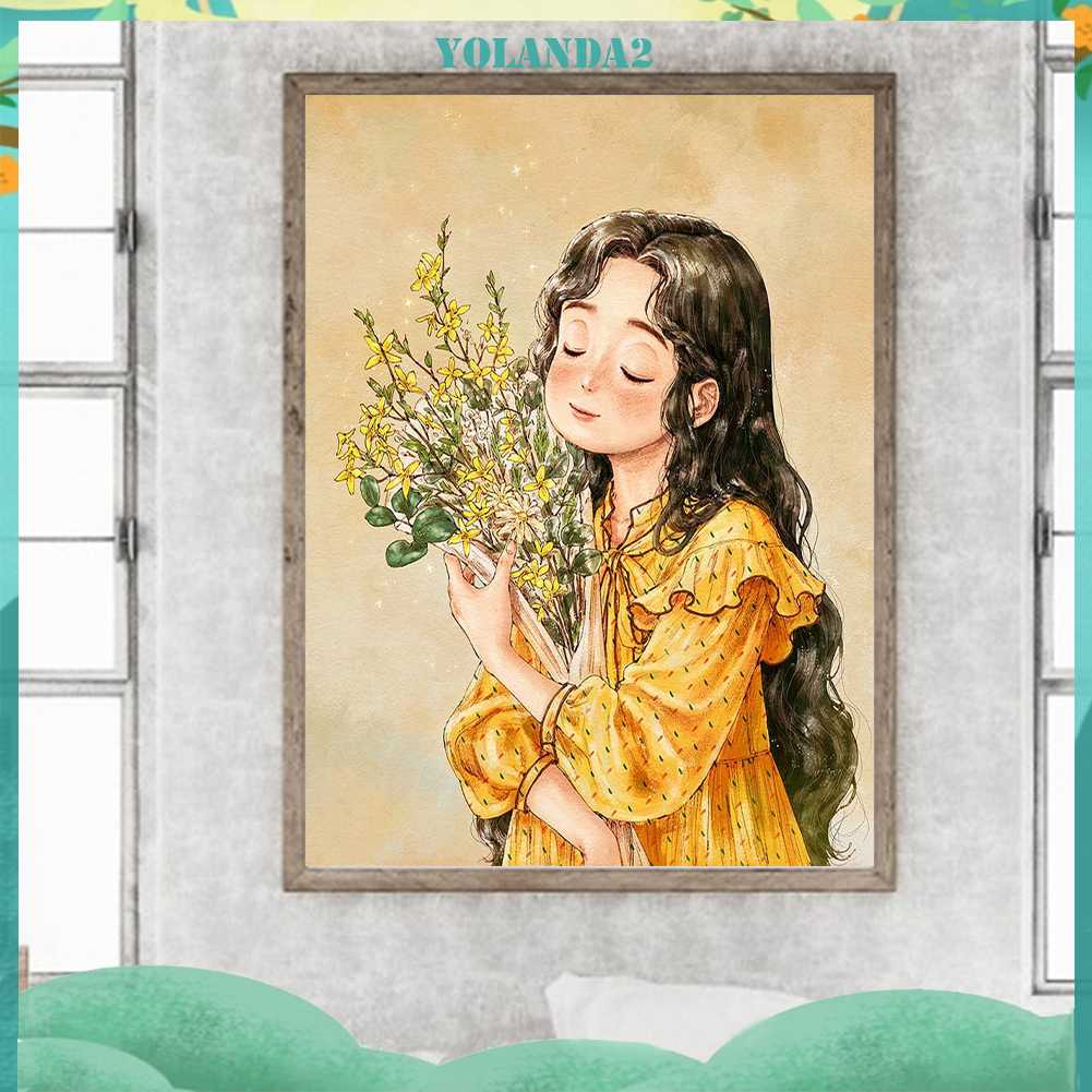 Tranh Đính Đá Kim Cương Toàn Bộ 5D DIY Hình Vẽ Cô Gái Trang Trí Nhà Cửa