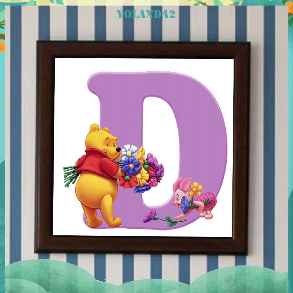 Tranh Đính Đá Kim Cương Toàn Bộ 5D DIY Hình Vẽ Chữ D Winnie Trang Trí Nhà Cửa