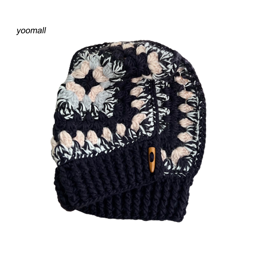 Mũ Len Đan Thủ Công Có Khóa Cài Bảo Vệ Tai 2 Trong 1 Màu Sắc Phù Hợp Cho Mùa Thu Đông