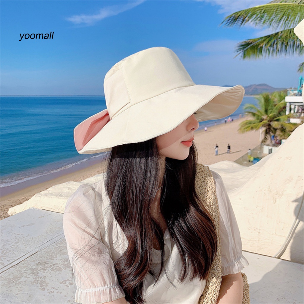 Nón Tai Bèo Vành Rộng Chống Tia UV Thoáng Khí Màu Sắc Đơn Giản Dành Cho Nữ