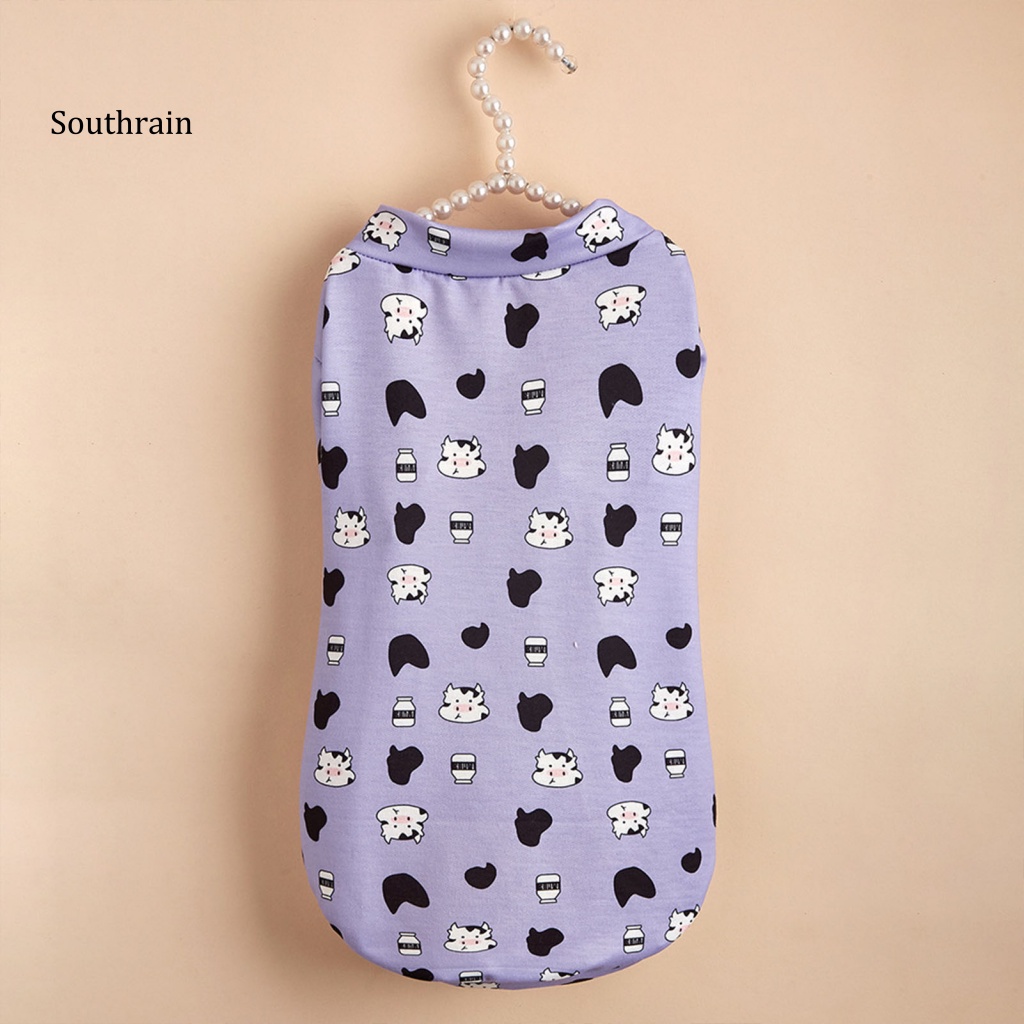 Áo Thun Polyester Co Giãn Thoáng Khí In Họa Tiết Bò Sữa Dành Cho Cún Chihuahua