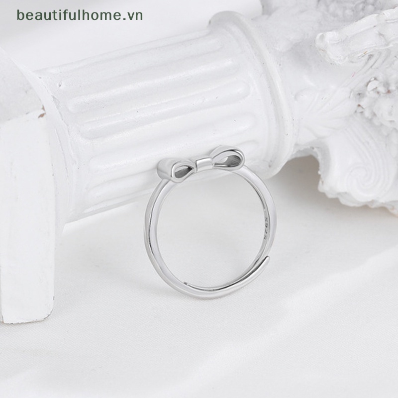 [beautifulhome] Nhẫn Bạc Họa Tiết Nơ Đơn Giản Cá Tính Thời Trang Cao Cấp Có Thể Điều Chỉnh Được Dành Cho Nữ [beauty]
