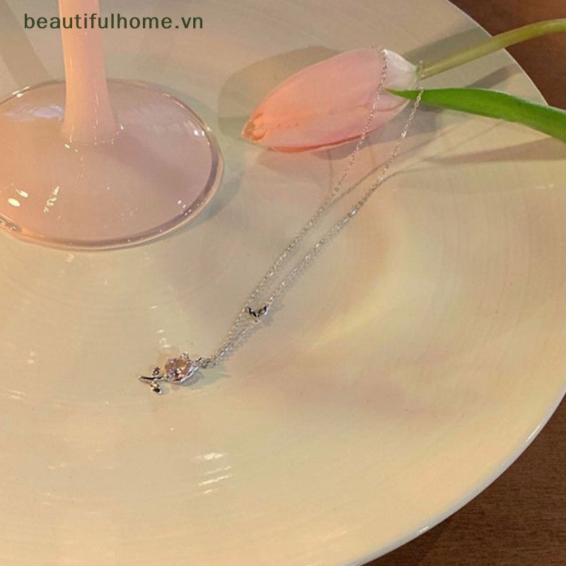 Vòng Cổ Choker Hình Hoa Tulip Màu Bạc Đính Đá Thời Trang Cho Nữ