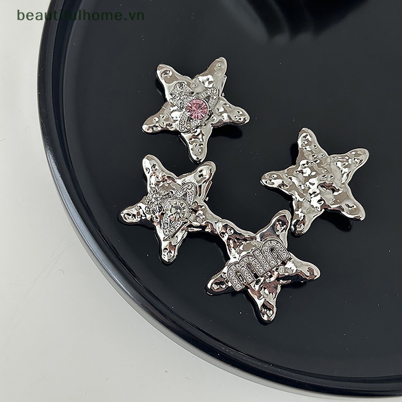 Kẹp Tóc Hình Ngôi Sao Năm Cánh Đính Đá Mini Màu Bạc Dễ Thương