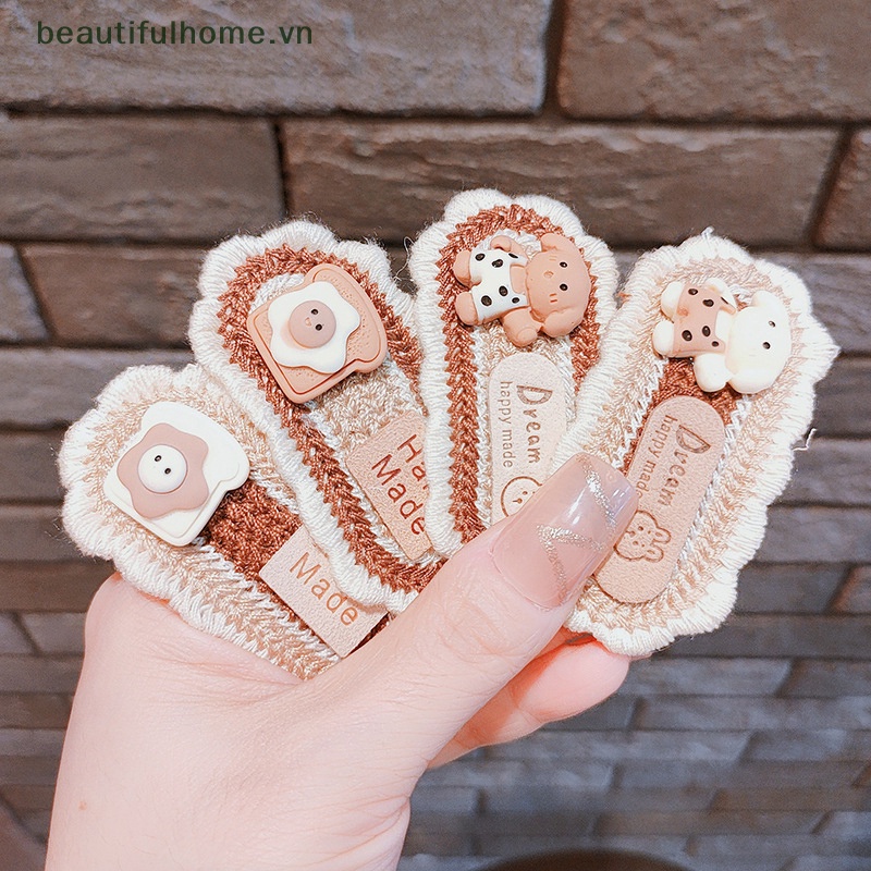 Kẹp Tóc BB Hình Trà Sữa Phủ Lông Màu Cà Phê Dễ Thương Phong Cách Hàn Quốc Cho Bé Gái