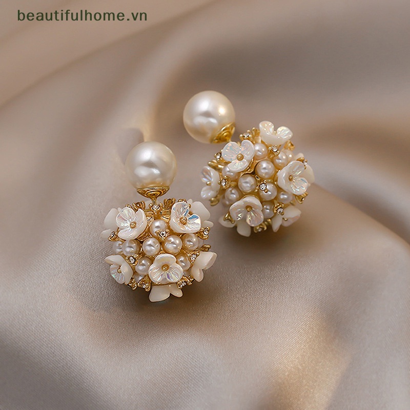 [Đẹp Mắt] Bông Tai Hai Mặt Hình Hoa Ngọc Trai Thanh Lịch Thời Trang Cho Nữ [beauty]