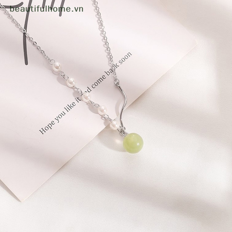 [beautifulhome] Vòng Cổ Hạt Ngọc Trai Hetian Nhỏ Thanh Lịch Màu Vàng Đồng Đính Hạt Ngọc Trai Trang Sức Cho Nữ [beauty]