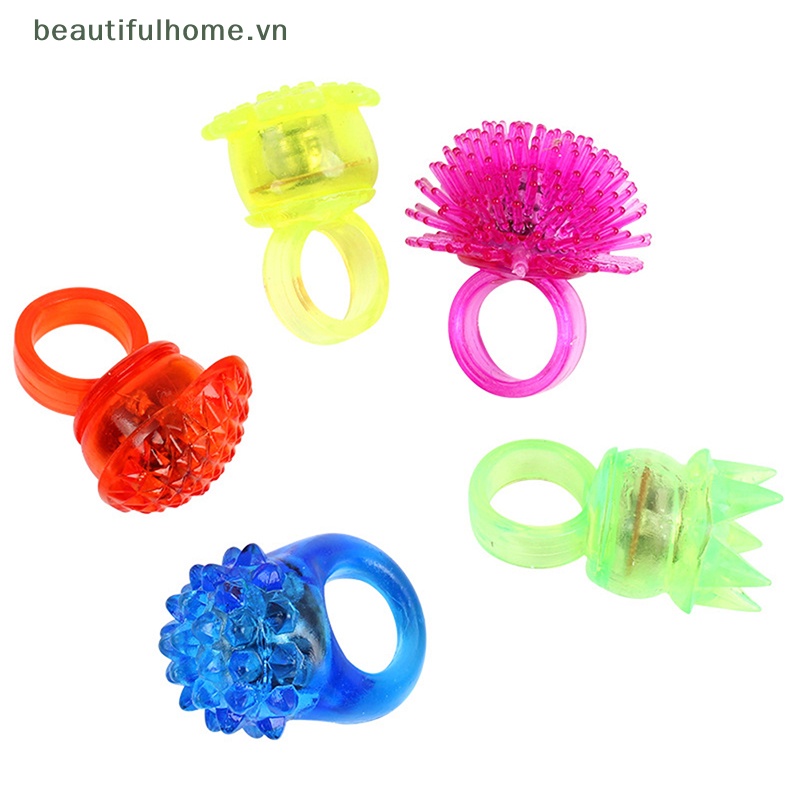 [beautifulhome] Set 2 Nhẫn Đồ Chơi Có Đèn LED Phát Sáng Trong Bóng Tối Hình Hoạt Hình Dành Cho Trẻ Em [beauty]