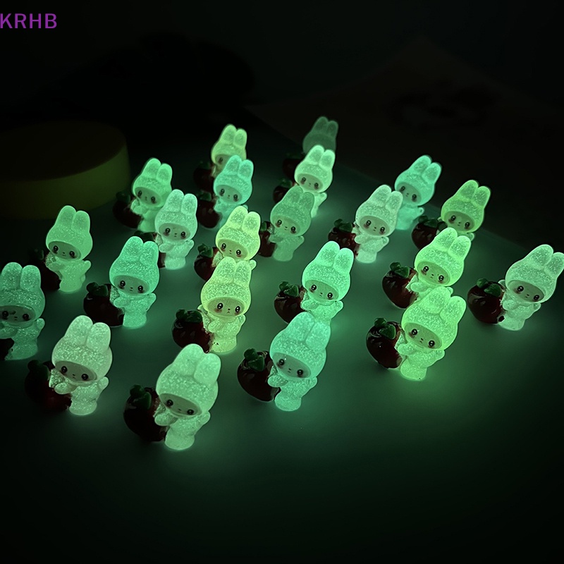 Set 2 Phụ Kiện Trang Trí Nghệ Thuật DIY Hình Chú Thỏ Bằng Nhựa Resin Màu Dạ Quang Xinh Xắn Mới