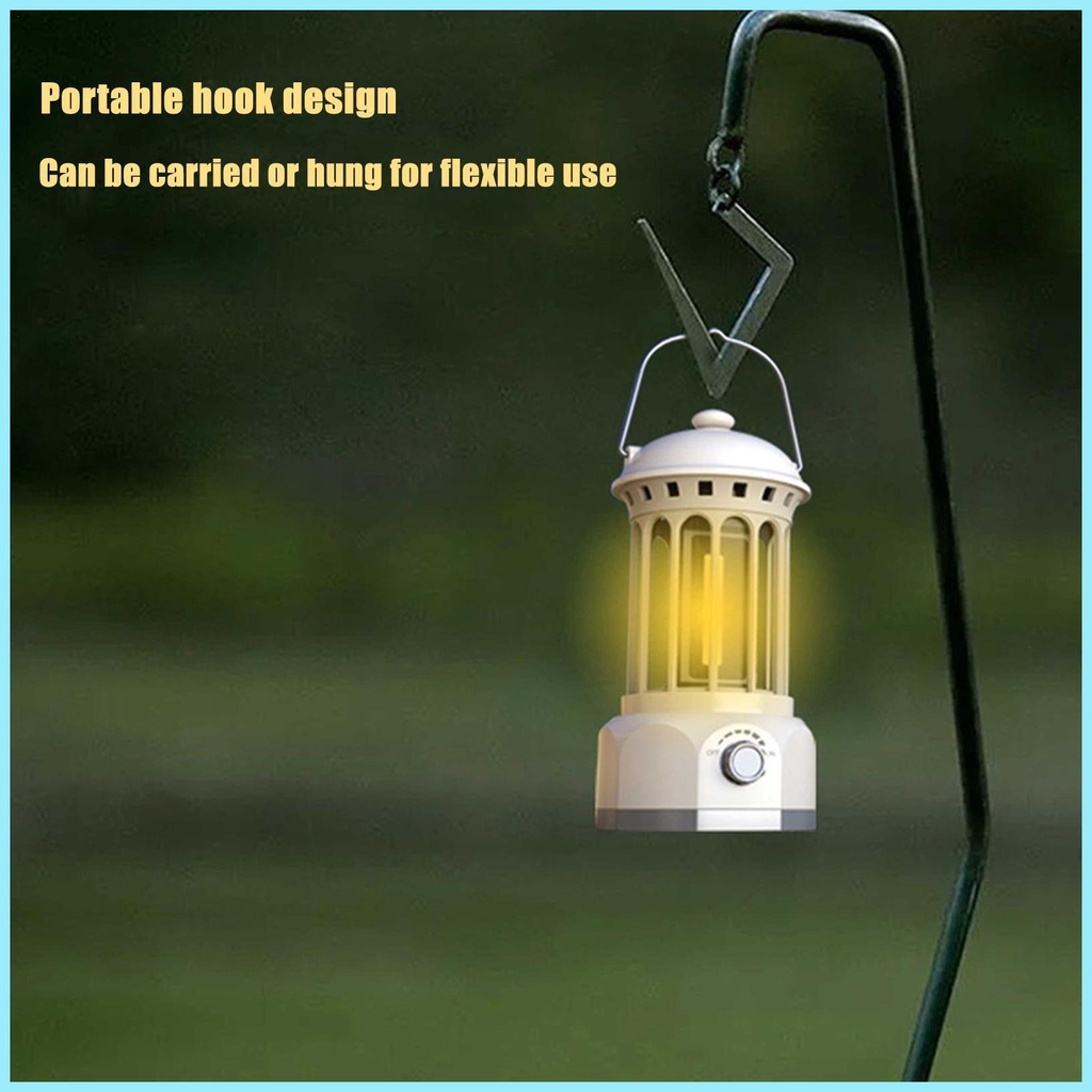 Đèn LED Cắm Trại Bằng Kim Loại Có Thể Sạc Lại Phong Cách Retro
