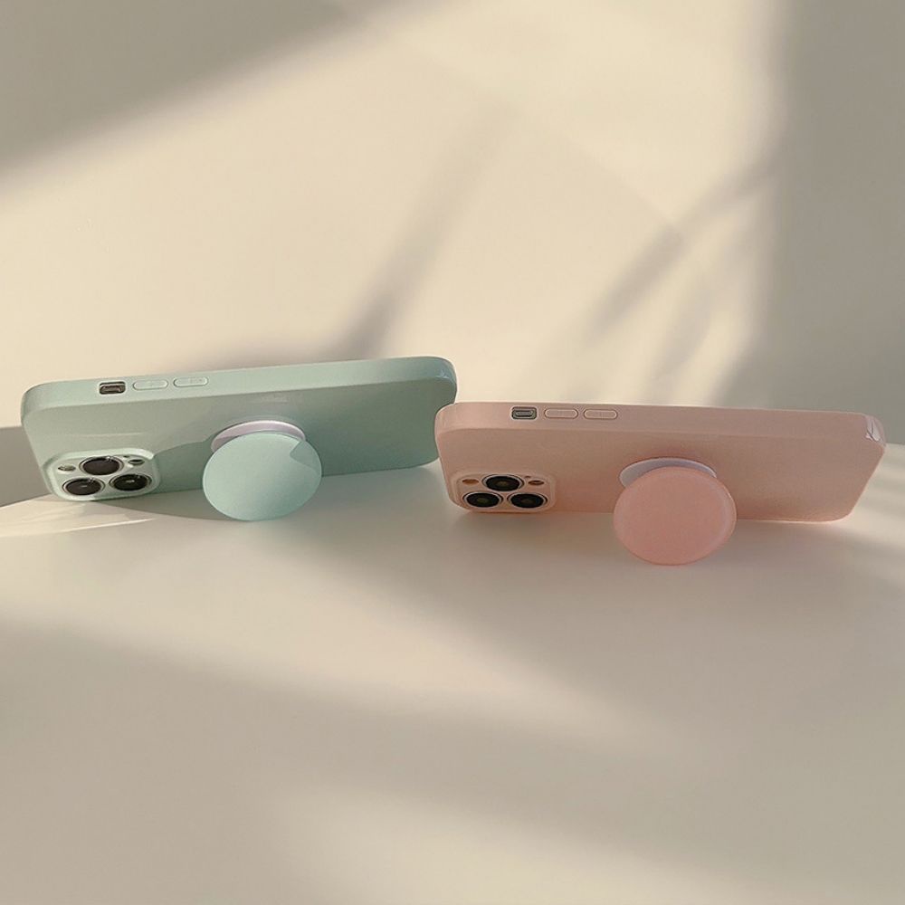 Ốp Điện Thoại TPU Mềm Chống Sốc Màu Trơn Có Giá Đỡ Tròn Cho IPhone 11 14 13 12 Pro Max