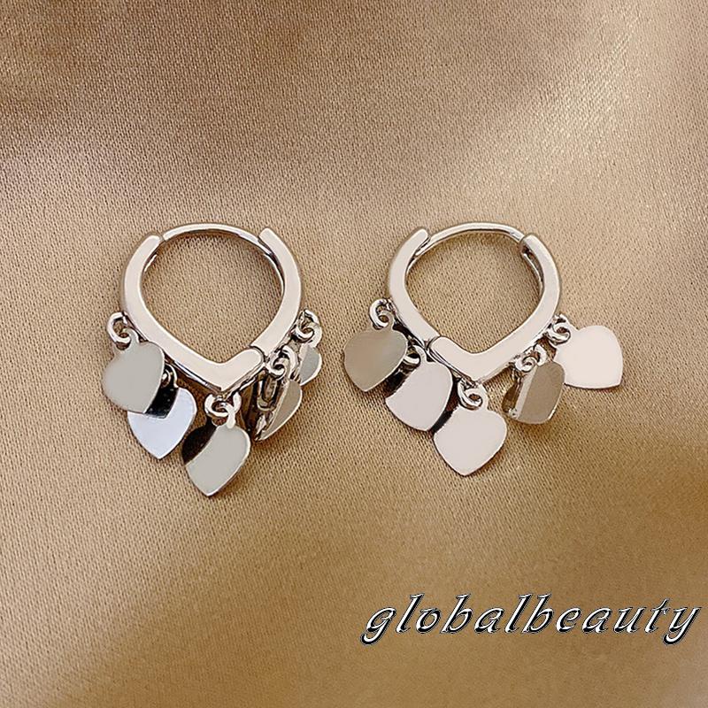 Bông Tai Dáng Dài Hình Trái Tim Dễ Thương Cho Nữ