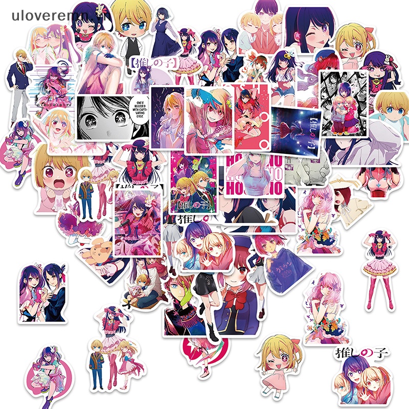 Bộ 50 Miếng Dán Hoạt Hình Oshi no Ko Trang Trí Laptop / Xe Hơi / Ván Trượt / Xe Đạp