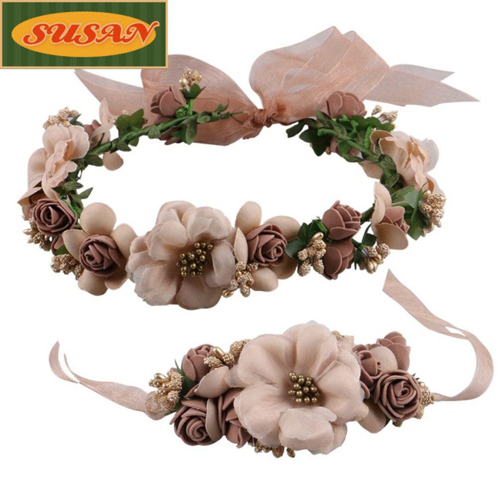 Vòng Hoa Hướng Dương Màu Sắc Vàng Bện Dây Đội Đầu Cho Cô Dâu