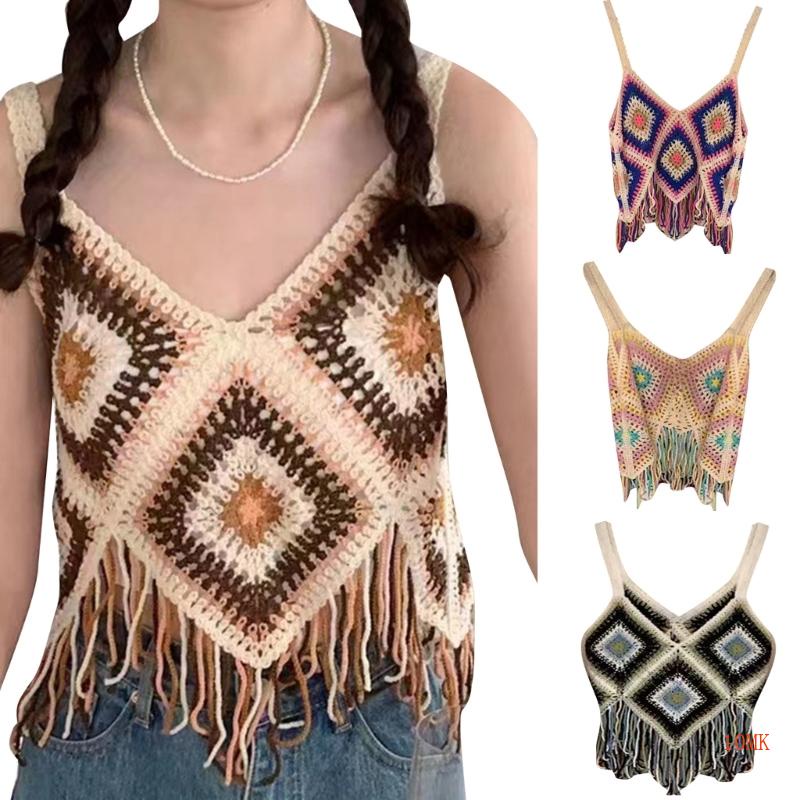 Áo Croptop Sát Nách Phối Tua Rua Nhiều Màu Sắc Dễ Thương Cho Bé Gái