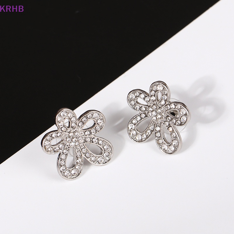 1 Đôi Bông Tai Bạc Hình Hoa Hướng Dương Đính Đá Thời Trang Dành Cho Nữ Mới