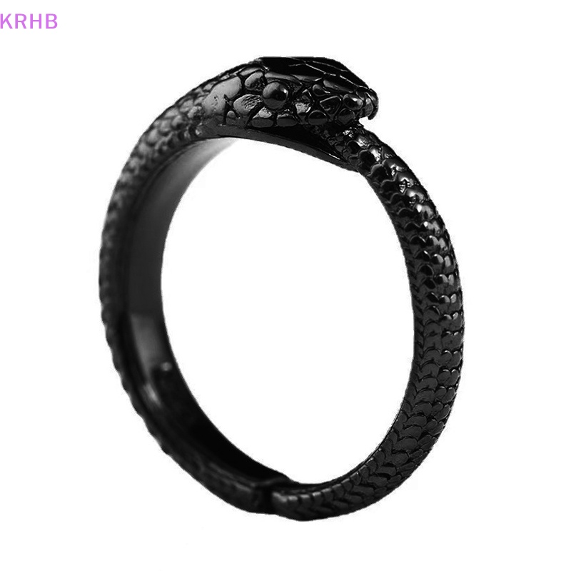 Nhẫn Hình Rắn Màu Đen Phong Cách Punk Cổ Điển Thời Trang Cho Cặp Đôi Mới