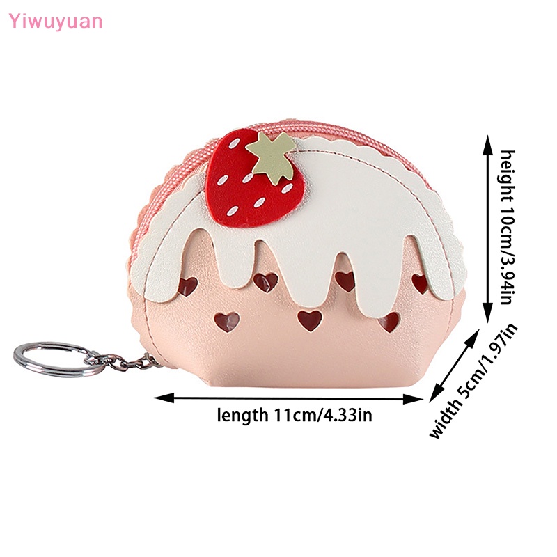 < Yiwuyuan > Ví Nhỏ Đựng Tiền Xu / Thẻ / Kem Dâu Tây Đáng Yêu Cho Bé Gái Mới