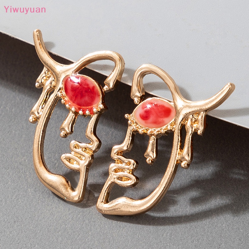< Yiwuyuan > Khuyên Tai Thả Mặt Người Rỗng Phong Cách Punk Cổ Điển Thời Trang Nữ Mới