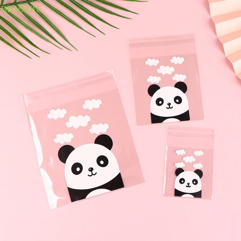 Set 100 Túi Đựng Bánh Kẹo Tự Dính Hình Gấu Trúc KCB