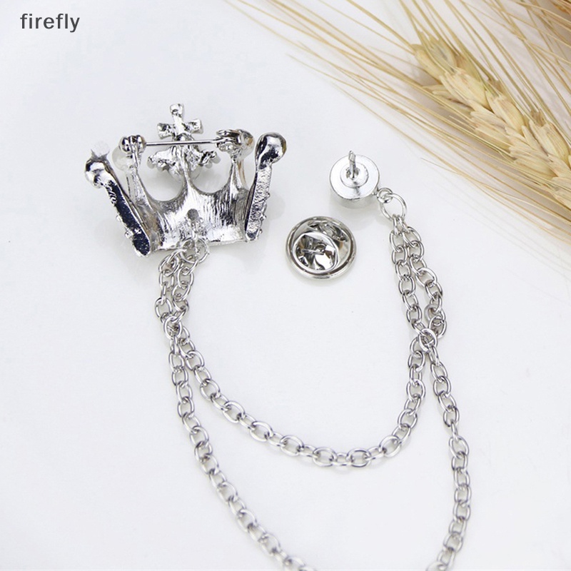 Ghim Cài Áo Hình Vương Miện Phối Dây Xích Tua Rua Phong Cách Anh Quốc Cổ Điển Thời Trang Cho Nam