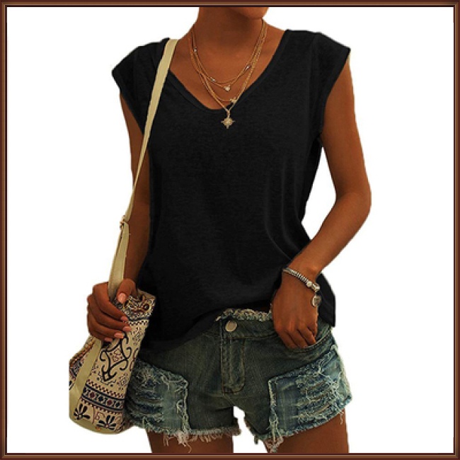 Áo Không Tay Cổ Chữ V Màu Sắc Đơn Giản Thanh Lịch Cho Nữ