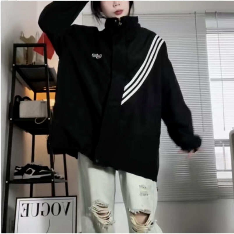 Áo Sơ Mi Cổ Đứng Ba Sọc Thêu Nhãn Nhỏ Phong Cách Mới Mùa Xuân Cho Cặp Đôi St