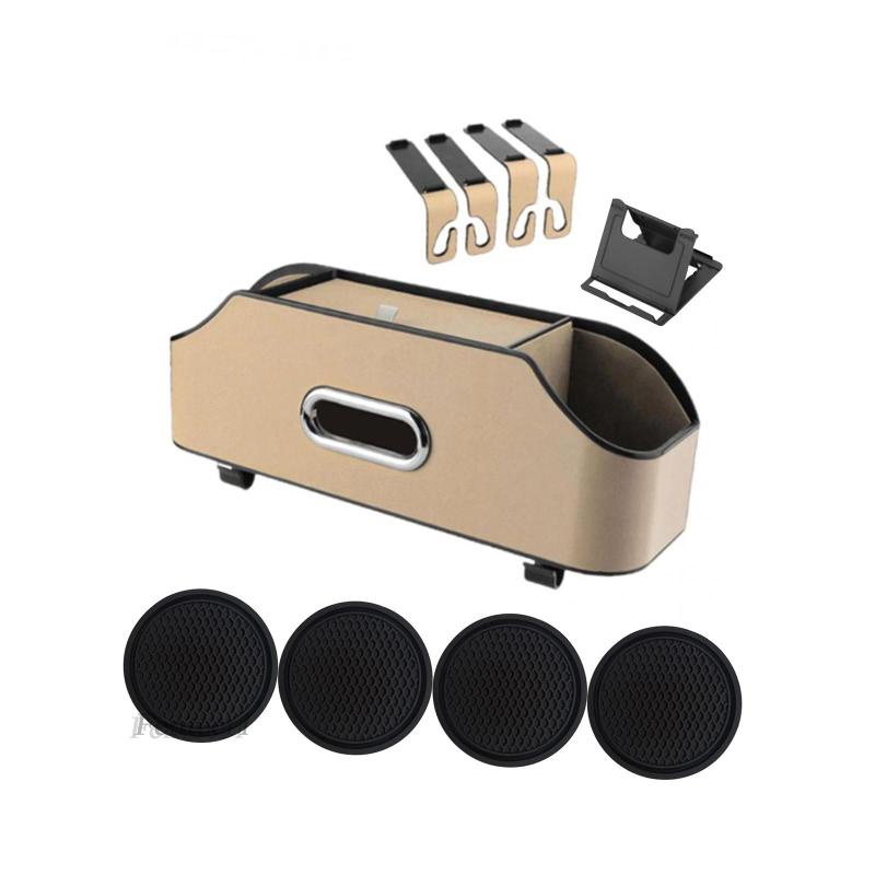 [Fenteer1] Túi Da PU Đựng Cốc / Khăn Giấy Gắn Ghế Ngồi Xe Hơi Chống Rách