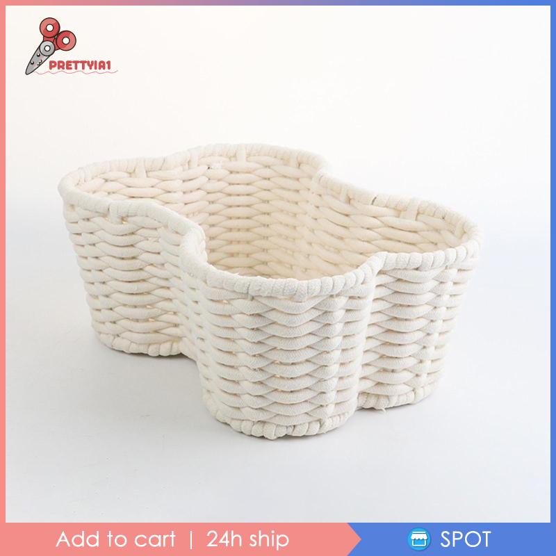 [Prettyia1] Giỏ Đựng Đồ Dùng Văn Phòng / Phòng Khách Đan Tay Mềm Mại Dung Tích Lớn