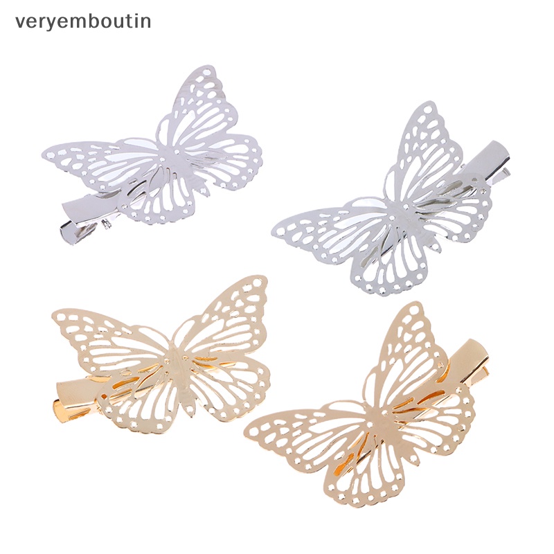 Bộ 2 Kẹp Tóc Kim Loại Hình Bươm Bướm Thời Trang Dành Cho Nữ