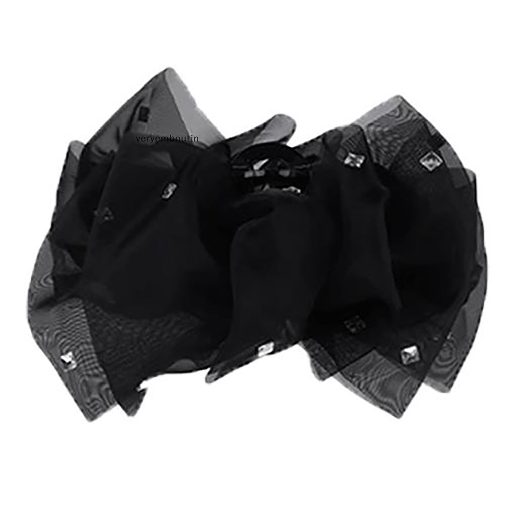 Kẹp Tóc Càng Cua Lớn Bằng Vải Màu Đen Đính Kim Cương Pha Lê Thời Trang Dành Cho Bạn Nữ n